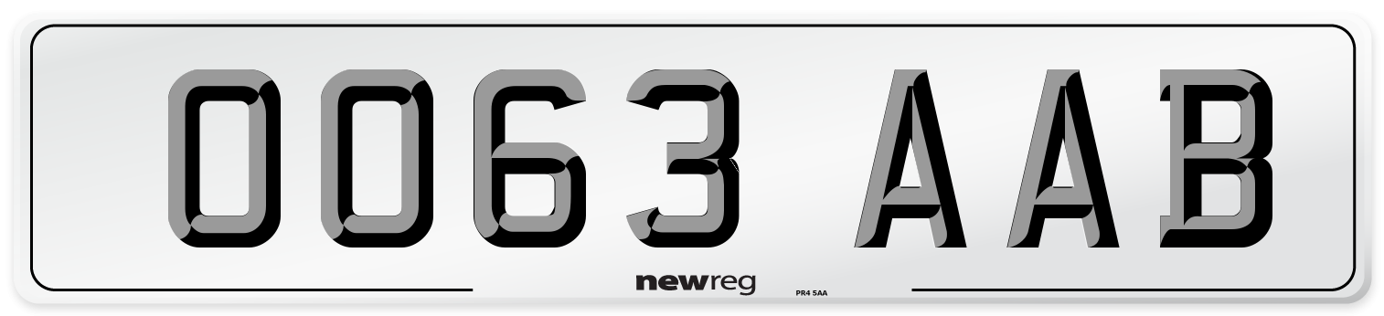 OO63 AAB Number Plate from New Reg